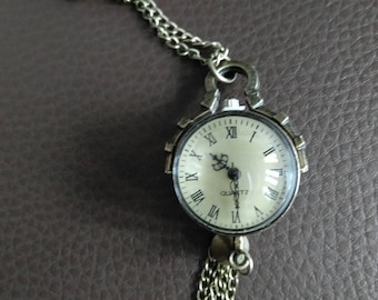 Glass Ball Vintage Necklace Watch Bubble Orb Pendant Pocket Watch Brass