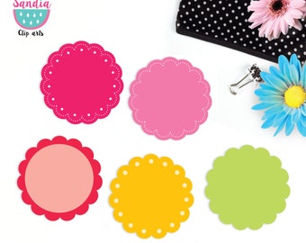 120 Rainbow Scallop Digital Clipart. Scalloped circles. Personal and small commercial use.