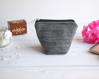 Charger case, Cosmetic pouch, Make Up Pouch, Toiletery bag, Project bag, Travel bag, Coin Purse, Black white charger bag with zipper