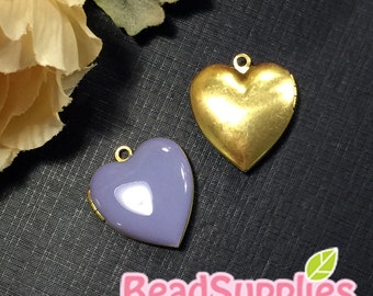 CH-EX-08055LC - Nickel Free, Heart-shaped locket, lilac, 2pcs