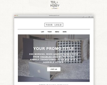 Promotional Email Newsletter, Modern Handcoded Mailchimp HTML e-newsletter, simple personalised customisable promo mailer, digital download