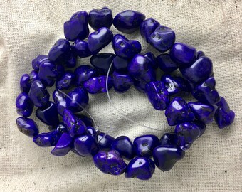 Purple Howlite / Magnesite Nugget Beads, western, 15" strands, 12 mm - 14 mm, 1 mm hole