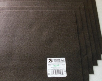 KUNIN Rainbow Classic Felt Six 9x12 Sheets Cocoa Brown