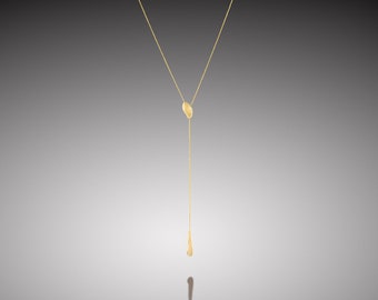 FLAMEBACK-14K Yellow gold nuggets ,lariat necklace ,gold nuggets ,nugget necklace ,small gift ,white diamond ,Everyday necklace ,delicate