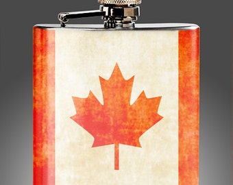 Canadian Flask - Whiskey Flasks - , Wedding Flasks, Party Gifts, Canada, Stainless Steel 6 oz Liquor Hip Flask