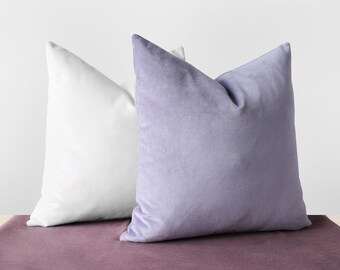 Lilac Purple Velvet Pillow Cover Pastel Purple Cushion Lavender Purple Pillows Cotton Velvet Lumbar Pillow Light Purple Throw Pillows