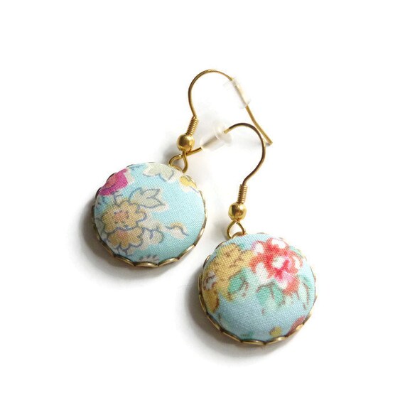 Liberty earrings, Pastel earrings, Romantic earrings, Flower earrings, Liberty jewelry, Gift under 30, Stainless steel, Jewelry on sale