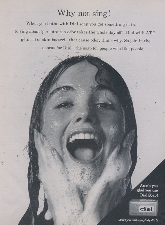 Items Similar To 1961 Dial Soap Ad Girl Singing In Shower Black And White Photo Bathroom Wall Art