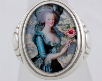 Marie Antoinette Collage Sterling Silver Ring (Sizes 5-10 w/ half sizes)
