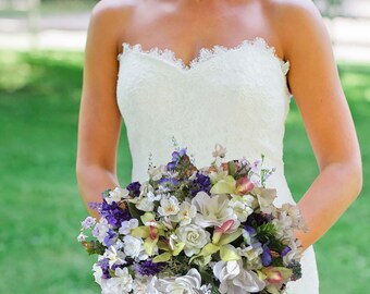 Cascading SILK FLOWER WEDDING bouquet