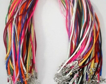 set of 5 necklaces in cotton sateen colors varieees, 45cm
