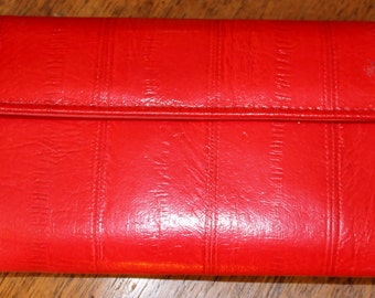 Red Hot RETRO GENUINE EELSKIN Wallet/Clutch/Chequebook Holder/Billfold