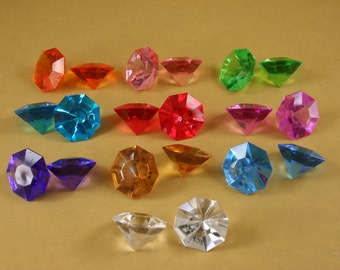 18 Piece Pack of 25 Carat Acrylic FLATHEAD Diamonds for Weddings 5 OZ. Bag Choose Color