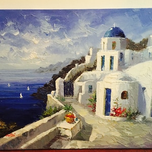 Santorini painting | Etsy