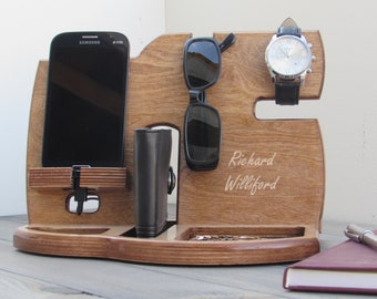 Desk Organizer Docking Station Charging Station Phone Stand Gifts for Dad Fathers Day Gift Mens birthday gift for husband Gift for Men tech