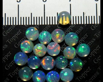 5mm Ethiopian Opal Cabochon Round Multi Fire Opal Natural Loose Gemstone - Opal Cab - Welo Opal - Cabochon Ethiopian Opal- FOR ONE
