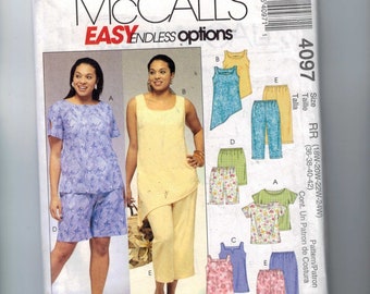 Womens Sewing Pattern McCalls 4097 Misses Easy Endless Options Pants Shorts Top Tunic Plus Size 18W-24W UNCUT