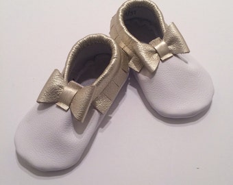 Metallic Bow Tie Affair Leather Baby Moccasins, Bow Tie, Baby Moccasins, Toddler Moccasins, Leather Baby Moccasins