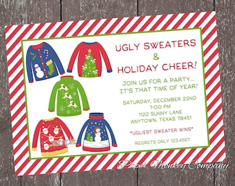 Ugly Sweater Christmas Party Invitation -1.00 each with envelope