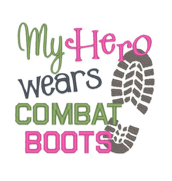 Hero Wears Combat Boots Embroidery Design Instant Download