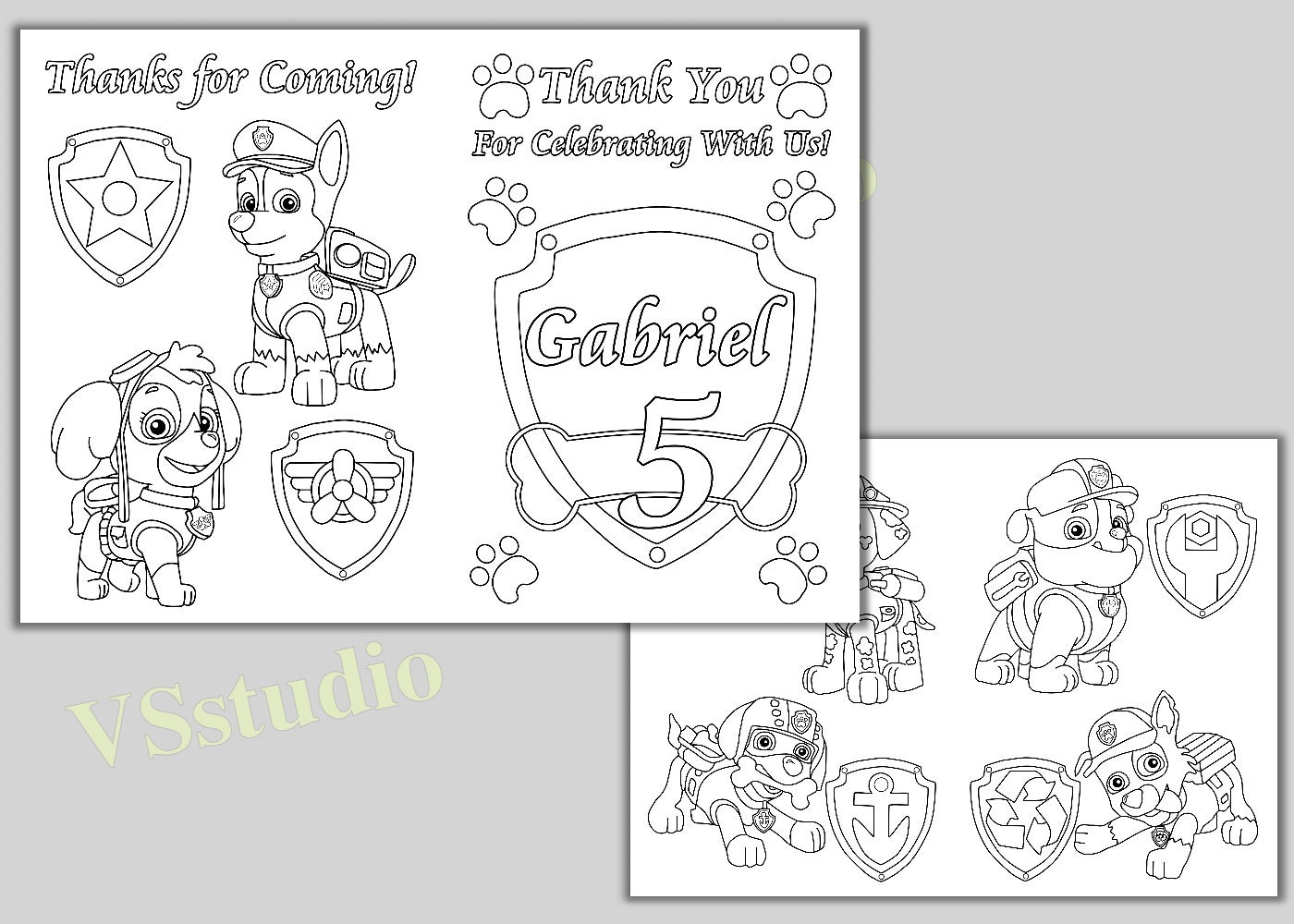 PAW Patrol Birthday Party Thank you coloring pages activity