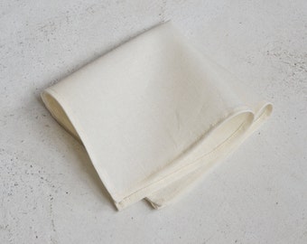 Ivory Cream Linen Pocket Square