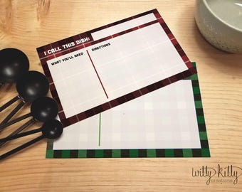 Festive Flannel Recipe Cards - Digital Download