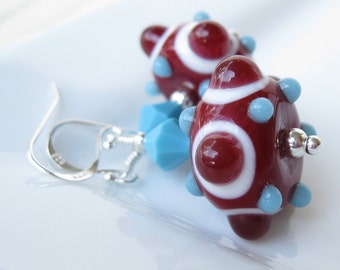 Contrast sterling silver lampwork earrings