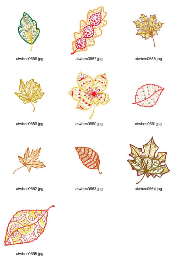 Autumn-Leaves 10 Machine Embroidery Designs from ATW XYZ17B