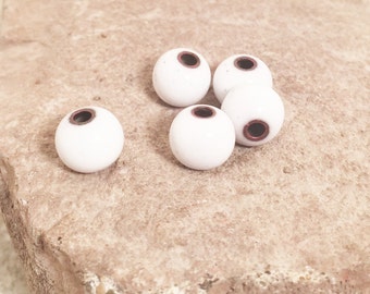 Enameled white beads Jewelry making beads Small round white beads Artisan Beads Plus