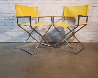 Vintage Chrome directors chairs by Virtue Furniture of California / Pair of directors chairs
