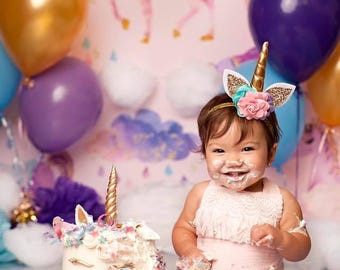 Unicorn Headband, Birthday unicorn headband, newborn unicorn headband, unicorn purple headband, felt, unicorn birthday, gold unicorn, posh