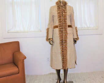 Vintage 1960's fur leather coat full length