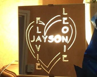 Applique mirror the names of the heart