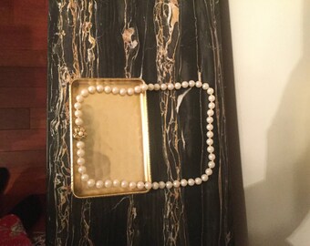 Vintage Faux Pearl Necklace With Floral Clasp