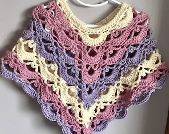 Crochet toddler girl poncho sweater