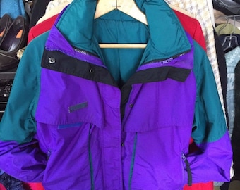 Vintage 90's Women's Ski Jacket Made By Columbia Size Small 2 In 1 Purple Teal