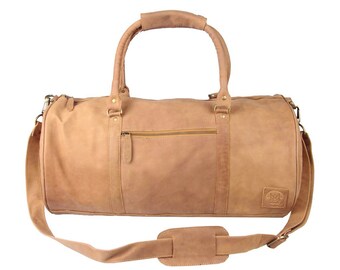Leather weekend bag - Leather duffle bag - overnight bag - gym bag in Vintage Cognac by MAHI Leather