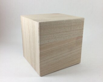 Large Unfinished Wood Cube 3.5" | Block for Wood Crafts