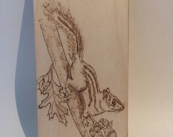 Wood Burning Plaque - Chipmunk / Squirrel