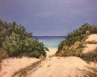 Italian coast seascape. Oil on canvas