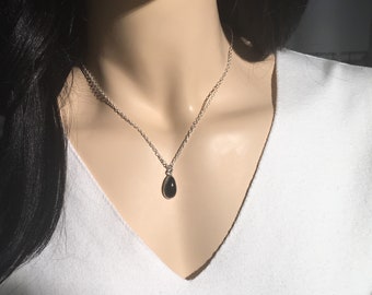 Black Onyx Necklace , Sterling Silver Necklace , Silver Necklace , Black Onyx Stone Necklace , Gemstone Necklace , Gift for Her Handmade