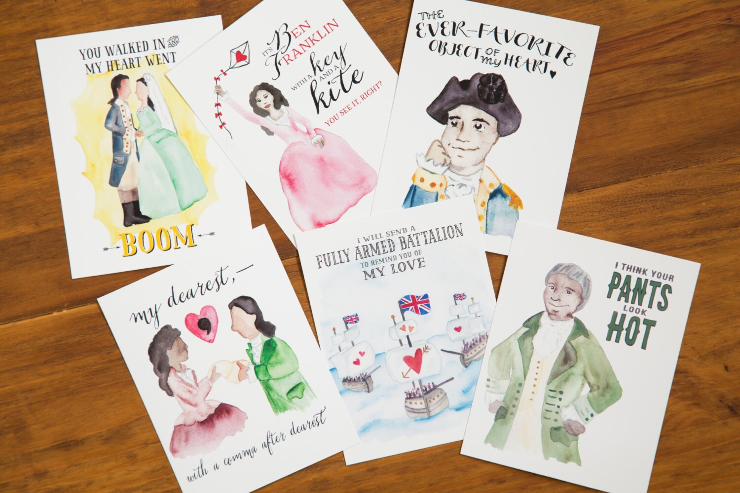 Casey geeky manuel dailydot satisfied Hamiltines Hamilton Valentine Postcards Set of 6 Cards
