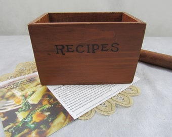Vintage Wooden Recipe Box File Box Kitchen Storage Organization Kitchen Decor Rustic Primitive Wood Recipe Box