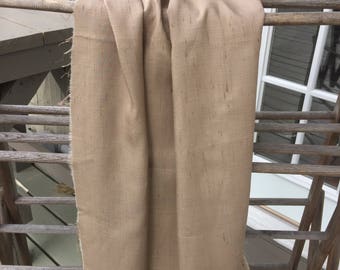 Taupe beige raw silk dupioni fabric vintage