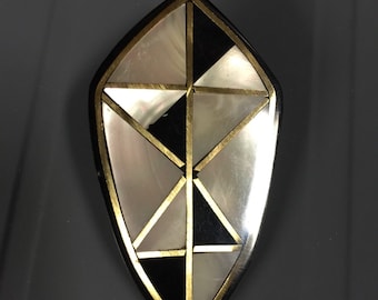 Mother of pearl and onyx like pin