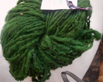 Green Bean hand-dyed handspun single ply 82 yards 100% wool