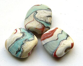 artisan lampwork, handmade - South West tabs - nice for bracelets - by Calisto