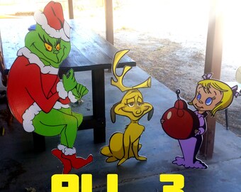 Stealing CHRISTMAS Lights (all 3 CHARACTERS ) Yard Art Decor Creeping Right or Left Facing grinch
