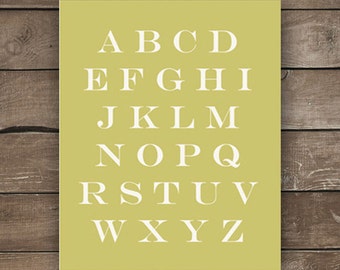 ABC Print, Chartreuse, Wall Print